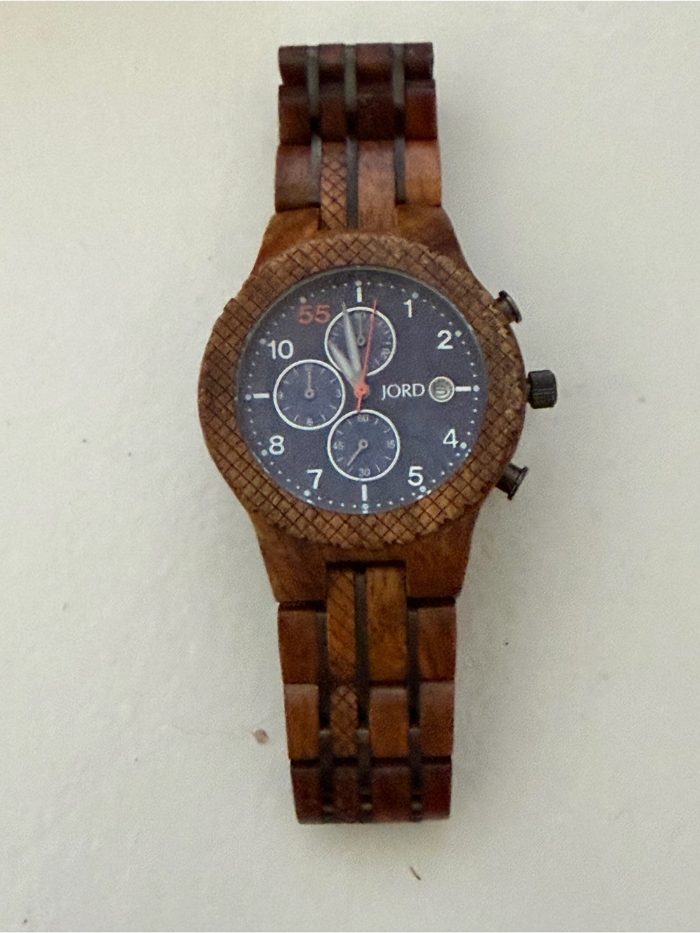 JORD Wooden Chronograph Watch with Deep Blue Dial